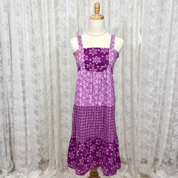 Mossimo Denim Dresses & Skirts - Purple Patchwork Tiered Floral Dress‎ Girls XL Women's S/M Cottagecore Coquette